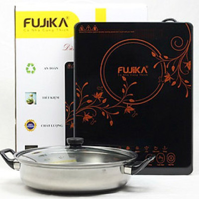 Bếp Điện Từ Đơn 2000W FUJIKA Kèm Nồi Lẩu Inox Nhiều Chức Năng Nấu Tiết Kiệm Điện Năng-Hàng Chính Hãng