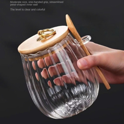 Hộp Đựng Thực Phẩm Có Thìa, Bảo Quản Nhà Bếp, Nắp Gỗ Bền Chống Ẩm, Nắp Thủy Tinh Kín Khí - Hộp Hạt Cà Phê Đậu - HÀNG CHÍNH HÃNG MINIIN