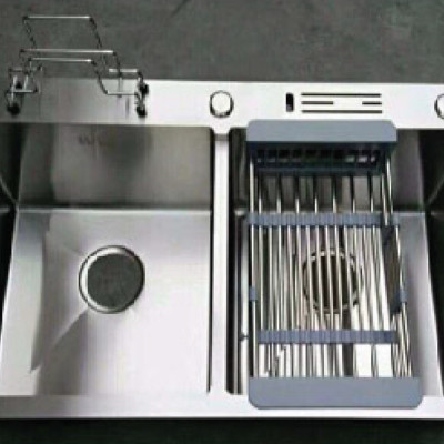 CHẬU RỬA BÁT, CHÉN 2 HỐ CÓ BÀN CÀI DAO, GIÁ ĐẺ THỚT GROVES 82x45 cm