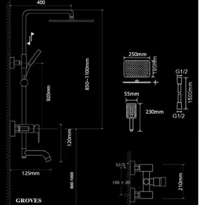 Sen cây mạ vàng tắm đứng chính hãng GROVES nhập khẩu nóng lạnh đính đá ngọc GS 8766