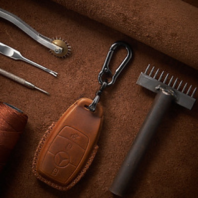 Bao Da Chìa Khóa Ô Tô handmade Mercedes E-Glass 2019 GLS 450 Da Bò - hàng chính hãng