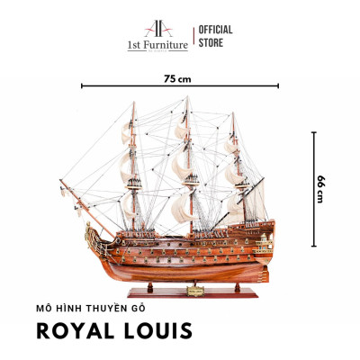 Mô hình thuyền cổ ROYAL-LOUIS cao cấp, mô hình thuyền gỗ tự nhiên sang trọng lắp ráp sẵn 1st FURNITURE