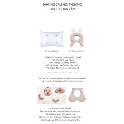 Gối em bé Bonnichon chống vẹo cổ, méo đầu, móp đầu cho em bé (dành cho bé 0-15 tháng) chính hãng Hàn Quốc