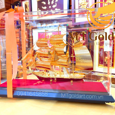 Mô hình thuyền buồm mạ vàng MT Gold Art(510 x 180x 340 mm) L53- Hàng chính hãng, quà tặng dành cho sếp, khách hàng, đối tác