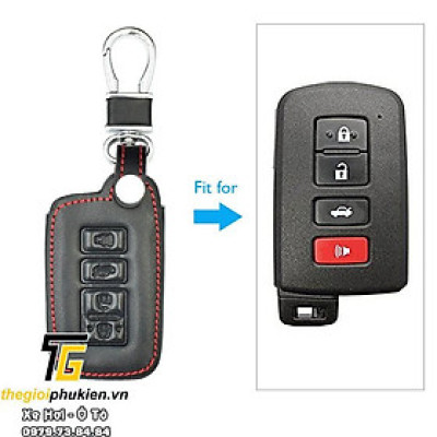 Bao da 3D bảo vệ chìa khóa xe Toyota Corolla Altis 2019 kèm móc đeo Inox