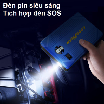 Bộ kích, kiêm bơm lốp và sạc dự phòng dung lượng 10.400mAh dùng cho ô tô - Thương hiệu Mỹ cao cấp Goodyear GY-5282 [BẢO HÀNH CHÍNH HÃNG 12 THÁNG] 