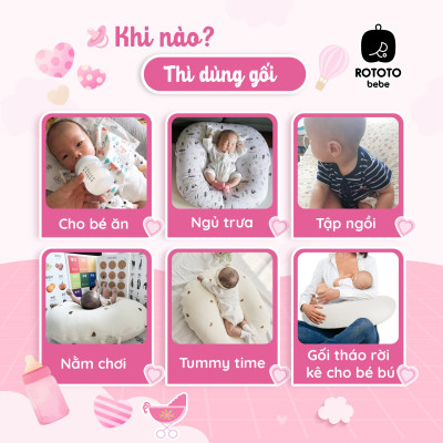 Gối chống trào ngược cho bé Rototo Bebe cao cấp nhập khẩu Hàn Quốc khắc phục tình trạng trào ngược dạ dày trẻ sơ sinh hiệu quả - Loại Ripple nhăn thoáng mát, không bám dính