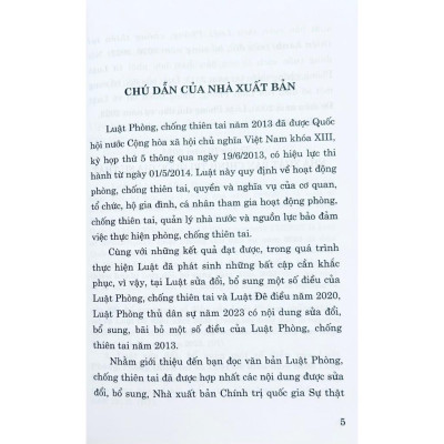 Sách - Luật Phòng, Chống Thiên Tai (Hiện Hành) (Sửa Đổi, Bổ Sung Năm 2020, 2023) - NXB Chính Trị Quốc Gia