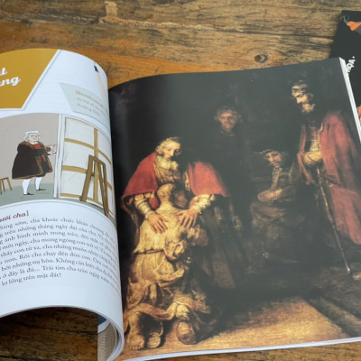 [Sách khổ lớn, có in màu minh họa] TỦ SÁCH THƯỞNG NGOẠN HỘI HỌA – THẦN THOẠI TRONG 20 KIỆT TÁC NGHỆ THUẬT - Charlotte Grossetête - Sabine du Mesnil - NXB Kim Đồng. 