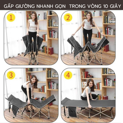 Giường gấp nhỏ gọn, dễ dàng mang theo, thích hợp nhiều không gian văn phòng, cắm trại, thư giãn, chính hãng Nikita