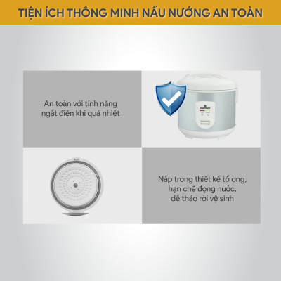 Nồi Cơm Điện Nắp Gài BlueStone RCB-5517 1.2 Lít 500W - Hàng Chính Hãng