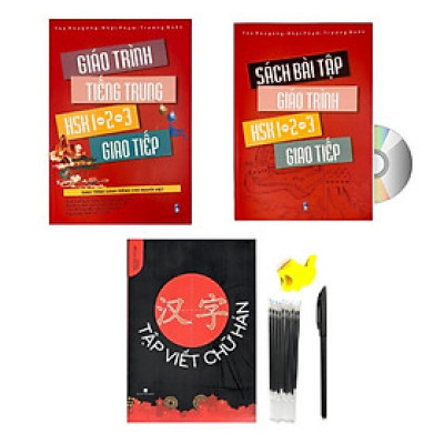 Sách - Combo:Giáo trình Tiếng Trung HSK1-2-3 giao tiếp - kèm sách bài tập+ Tập viết chữ Hán+DVD tài liệu