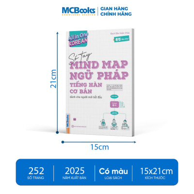 Sách - All in one Korea - Sổ Tay Mindmap ngữ pháp Tiếng Hàn cơ bản - dành cho người mới bắt đầu