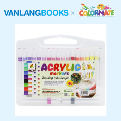 Sách Học Vẽ Tranh Màu Nước + Hộp 48 Bút Lông Màu Acrylic Marker - Vanlangbooks x Colormate