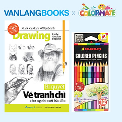 Sách Bí Quyết Vẽ Tranh Chì Cho Người Mới Bắt Đầu + Hộp 12 Bút Chì Màu CP-12H - Vanlangbooks x Colormate