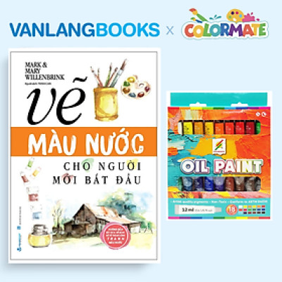Sách Vẽ Màu Nước Cho Người Mới Bắt Đầu (Tái Bản 2025) + Hộp 18 Tuýp Màu Sơn Dầu 12ml - Vanlangbooks x Colormate
