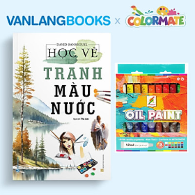 Sách Học Vẽ Tranh Màu Nước + Hộp 18 Tuýp Màu Sơn Dầu 12ml - Vanlangbooks x Colormate