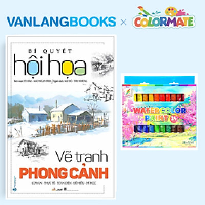 Sách Bí Quyết Hội Họa - Vẽ Tranh Phong Cảnh + Hộp 24 Tuýp Màu Vẽ Nước 12ml - Vanlangbooks x Colormate