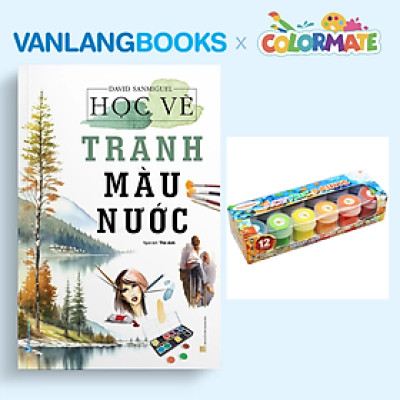 Sách Học Vẽ Tranh Màu Nước + Hộp 12 Màu Vẽ Acrylic 20ml - Vanlangbooks x Colormate