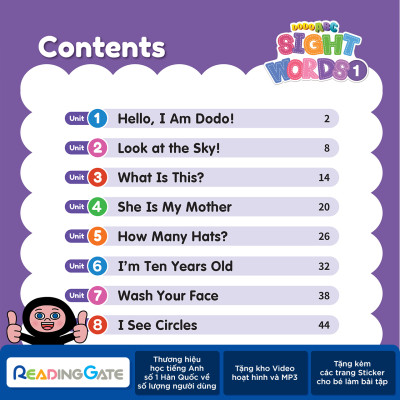 Sách DODO ABC WORKBOOK -  SIGHT WORDS 3 READING GATE Cho Bé Từ 5 Đến 8 Học Ngữ Âm, Đánh Vần Tiếng Anh 