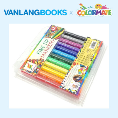 Sách 101 Bước Vẽ Chì Căn Bản Trong Hội Họa + Bộ 12 Bút Lông Fine Tip Marker - Vanlangbooks x Colormate