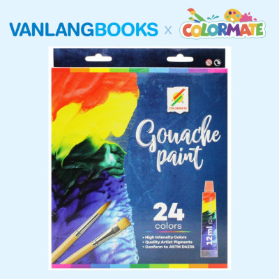 Sách Học Vẽ Tranh Màu Nước + Hộp 24 Tuýp Màu Vẽ Gouache Paint - Vanlangbooks x Colormate