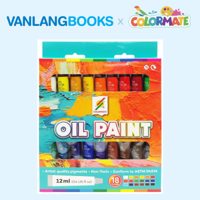 Sách Học Vẽ Tranh Màu Nước + Hộp 18 Tuýp Màu Sơn Dầu 12ml - Vanlangbooks x Colormate