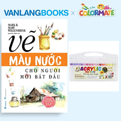 Sách Vẽ Màu Nước Cho Người Mới Bắt Đầu (Tái Bản 2025) + Hộp 36 Bút Lông Màu Acrylic Marker - Vanlangbooks x Colormate