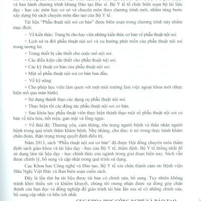 Bài Giảng PHẪU THUẬT NỘI SOI CƠ BẢN - Sách Dùng Đào Tạo Bác Sĩ Và Học Viên Sau Đại Học (Xuât bản lần thứ tư có sửa chữa và bổ sung - năm 2022)