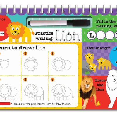 Wipe Clean Easel Book With Pen - Animals