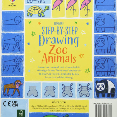 Sách tô vẽ tiếng Anh: Step-by-Step Drawing Zoo Animals