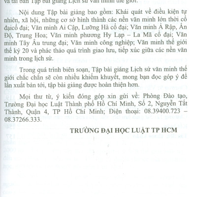 Tập bài giảng Lịch Sử Văn Minh Thế Giới (Đại học Luật Tp.HCM)