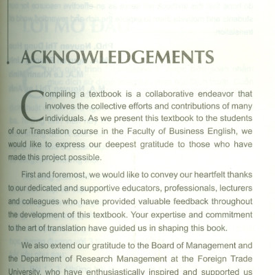 Translation 1 - Trường Đại học Ngoại Thương ; TS. Nguyễn Thị Dung Huệ chủ biên, ThS. Nguyễn Phương Linh, ThS. Lê Khánh Minh, ThS. Nguyễn Thị Lan Anh