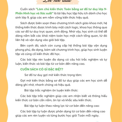 Sách - Làm Chủ Kiến Thức Toán Bằng Sơ Đồ Tư Duy Lớp 9 - Luyện Thi Vào 10 Phần Hình Học Và Xác Suất