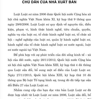 Luật Luật Sư (hiện hành) (sửa đổi, bổ sung năm 2012, 2015)