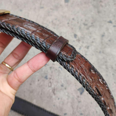 Thắt Lưng Cá Sấu Đan Viền Thủ Công Đẹp Bền Bỉ - TS131A (Mặt vàng)