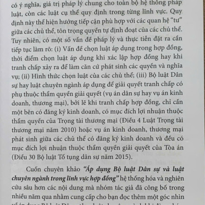 Áp dụng bộ luật dân sự và luật chuyên ngành trong lĩnh vực hợp đồng