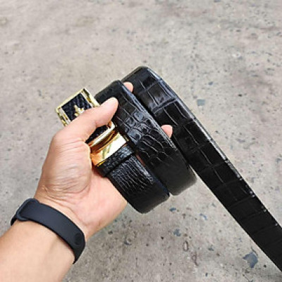 Thắt lưng liền nguyên tấm da bụng cá sấu N29D2 (Mặt vàng)