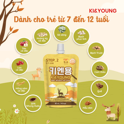 Gạc hươu non/Nước nhung hươu cao cấp Ki&Young cho trẻ từ 1 tuổi - ALADDINVINA