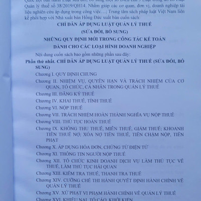 Sách Chỉ Dẫn Áp Dụng Luật Quản Lý Thuế sđ, bs 2024 – Những Quy Định Mới Trong Công Tác Kế Toán Dành Cho Các Loại Hình Doanh Nghiệp (V2557T)