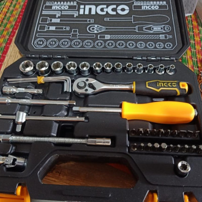 BỘ 45 ĐẦU TUÝP 1/4INCH VÀ CẦN 2 CHIỀU INGCO HKTS14451 - HÀNG CHÍNH HÃNG