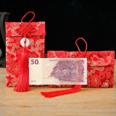 Túi gấm màu cam loại 50 Congo sưu tầm, làm quà tặng