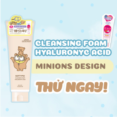 Phiên Bản Giới Hạn Minions Sữa Rửa Mặt Tẩy Trang Dưỡng Ẩm Da Kose Softymo Cleansing Foam Hyaluronic Acid 190 G