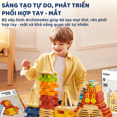 Thanh gỗ Domino xếp hình sáng tạo Mideer Archimedes City Blocks cho bé 4 5 6 7 8  tuổi