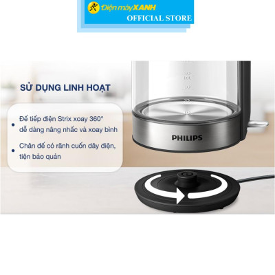 Bình đun siêu tốc Philips 1.7 lít HD9339/80 - Hàng Chính Hãng