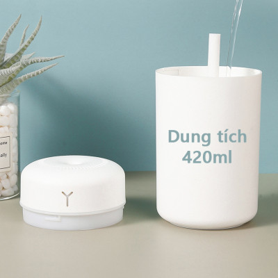 Máy phun sương xông tinh dầu tạo ẩm Rhino H901 dung tích 420ml, nhỏ gọn, không gây tiếng ồn, tích hợp đèn ngủ RGB nhiều màu, có chế độ tự ngắt - Hàng chính hãng