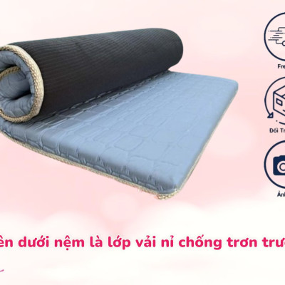 Topper Foam Kingroll Cao Cấp Dày 5cm Có Thun Ràng Đủ Size Giao Màu Ngẫu Nhiên (Tặng Kèm Drap Nệm)