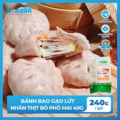 Bánh bao gạo lứt nhân thịt bò phô mai bamboo 40g - Bonzon (240g)