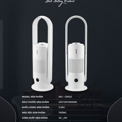 Máy Lọc Không Khí Bù Ẩm ULTTY SKJ-CR022 Dạng Quạt, Diệt Khuẩn Bằng Tia UV, Chế Độ Làm Mát 9 Cấp, Bộ Lọc HEPA H13 Loại Bỏ 99,97% Bụi Mịn, Vi Khuẩn, Virut, Bù Ẩm 3 Cấp - Hàng Chính Hãng