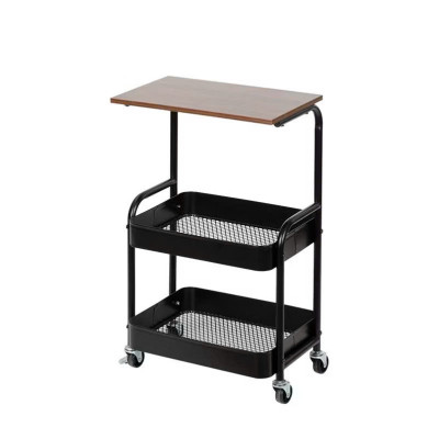 Kệ Để Đồ 3 Tầng Có Bánh Xe – Kệ Spa Mặt Gỗ, Khung Sắt Sơn Tĩnh Điện – Kệ Đẩy Đa Năng Cho Nhà Bếp, Phòng Khách, Phòng Ngủ- HÀNG CHÍNH HÃNG MINIIN